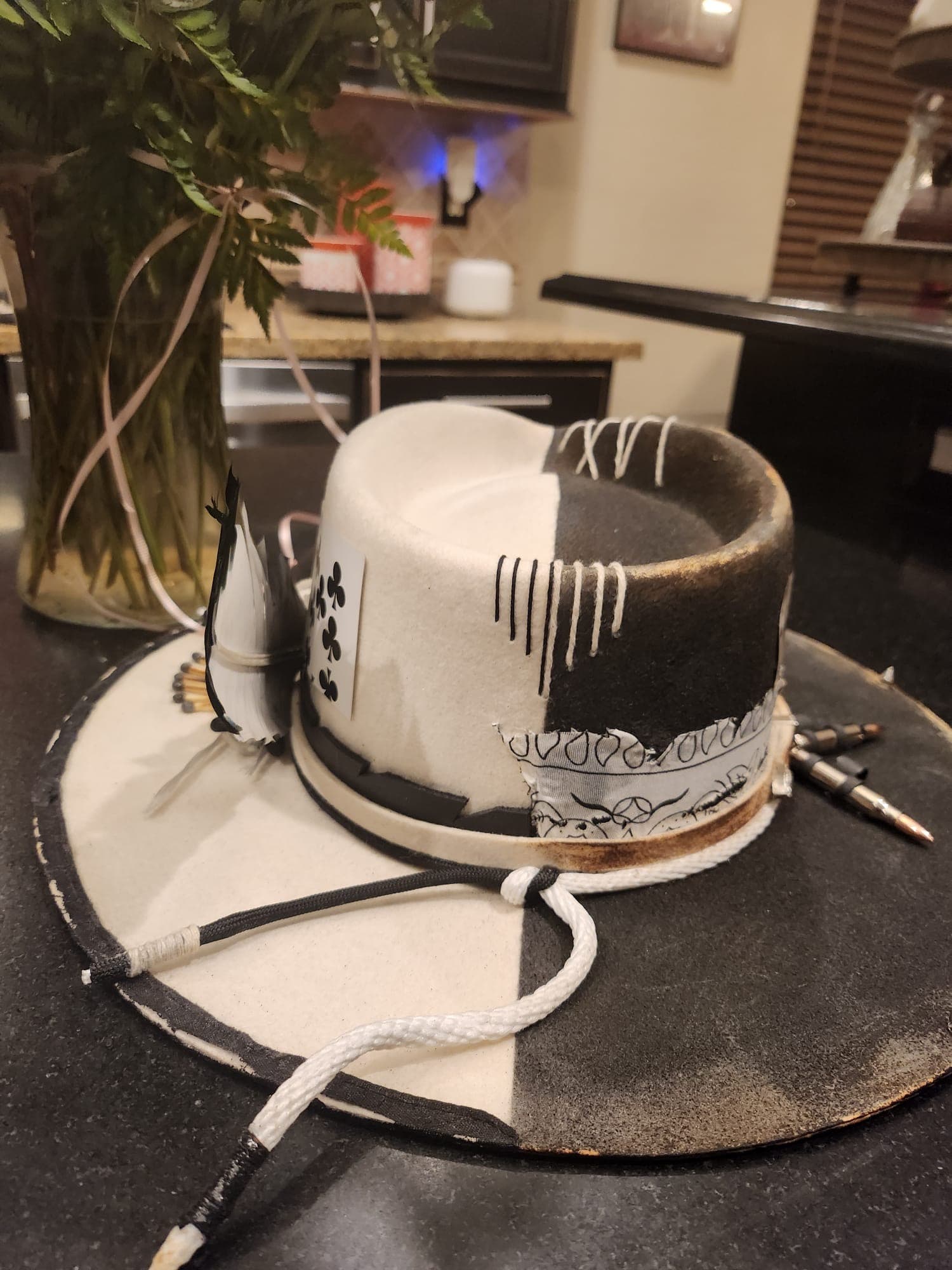 Original hand-finished black and white hat by the Casa Pedrín founder